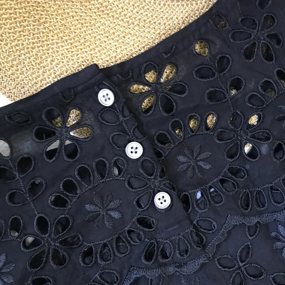 J. Crew Bell Sleeve Black Eyelet Dress NWT